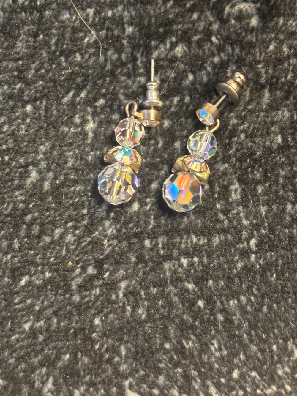 Iridescent Crystal Drop Earrings — Clear Multi-Color Shine